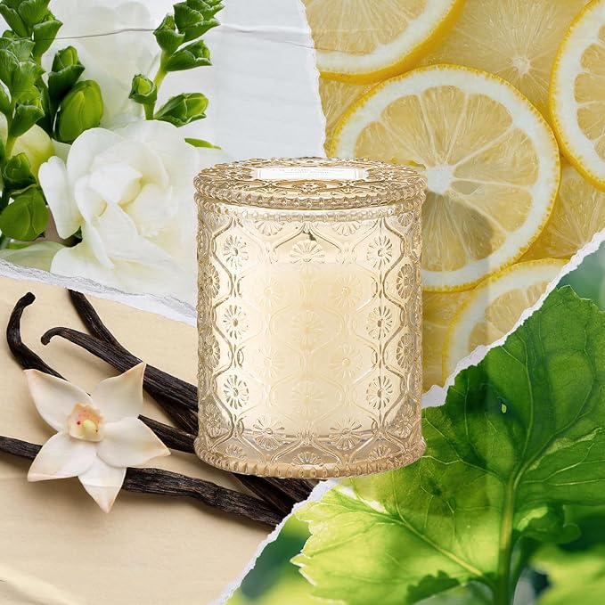 LA JOLIE MUSE Vanilla Zest Scented Candles for Home, Natural Soy, 40 Hrs | Luxury Jar Candle, Clean Non Toxic, Gift for Women & Men, Decorative Gourmand Candles, Pretty Candle, Lemon Coconut Bergamot