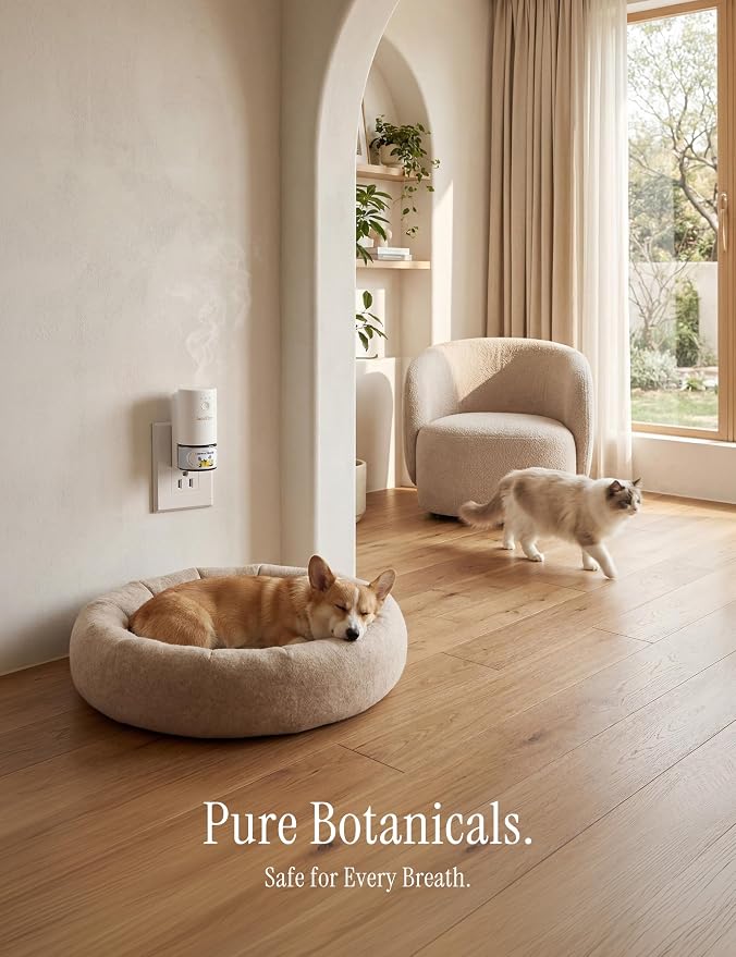 Plug-in Air Freshener for Home, Waterless Essential Oil Diffuser for Bedroom and Bathroom, Non-Toxic Formula for Pets and Nursery, 120 Days Runtime, Refillable Orchid Breeze Air Fresh