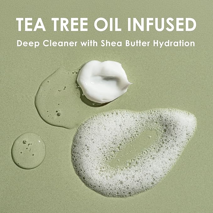 EYEECO Gentle Tea Tree Oil Foaming Facial Cleanser – 1.6oz – Non-Irritating Eyelid Cleanser & Face Wash with Tea Tree, Chamomile & Shea Butter