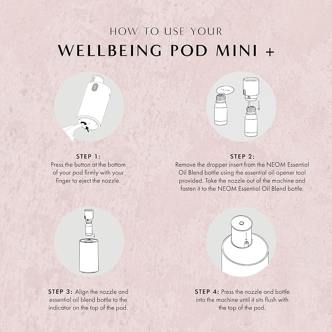 NEOM Wellbeing Pod Mini+ Essential Oil Diffuser, White I Waterless and Wireless I Portable & Versatile - car, Office or Home I Up to 125 Hours of Natural Fragrance use per Charge