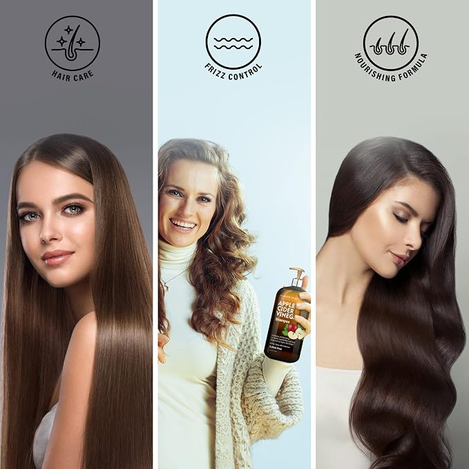 Majestic Pure Apple Cider Vinegar Shampoo - Restores Shine & Reduces Itchy Scalp, Dandruff & Frizz - Sulfate Free, for All Hair Types, Men and Women - 16 fl oz