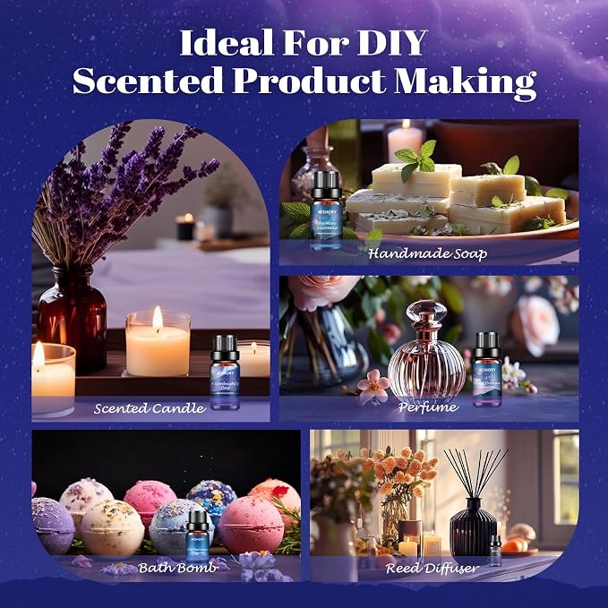 Sleep Essential Oils Set, Natural Essential Oil for Diffusers for Home,6 x 10ml Fragrance Oil Scented Oils, Deep Sleep, Stress Relief, Sweet Dreams, Fresh Breathe,Relaxation Gift for Women and Men