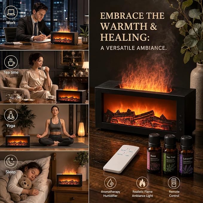300ML Essential Oils Diffuser with Remote Control- Aromatherapy Aroma Humidifier, Upgrade 7 Colors Noiseless -Quiet Ultrasonic Aromatherapy Device with 7-Color LED Night Light Home
