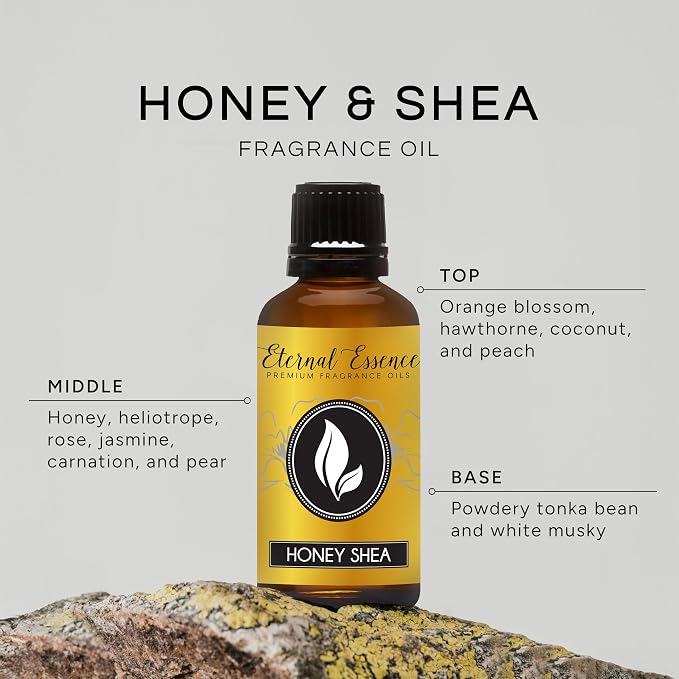 Eternal Essence Oils Honey & Shea 30ml Premium Fragrance Oil - for Candle, Soap Making, Aromatherapy, Diffusers, Home Care, & Humidifiers