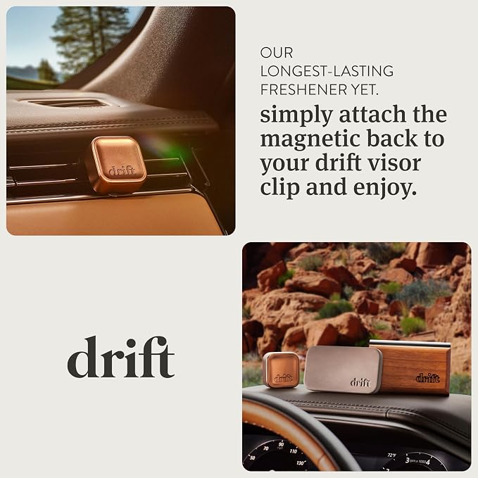 Drift Metal Vent Clip Starter Kit - Car Air Freshener - Scent Diffuser for Car - Metal Odor Eliminator - Cabana
