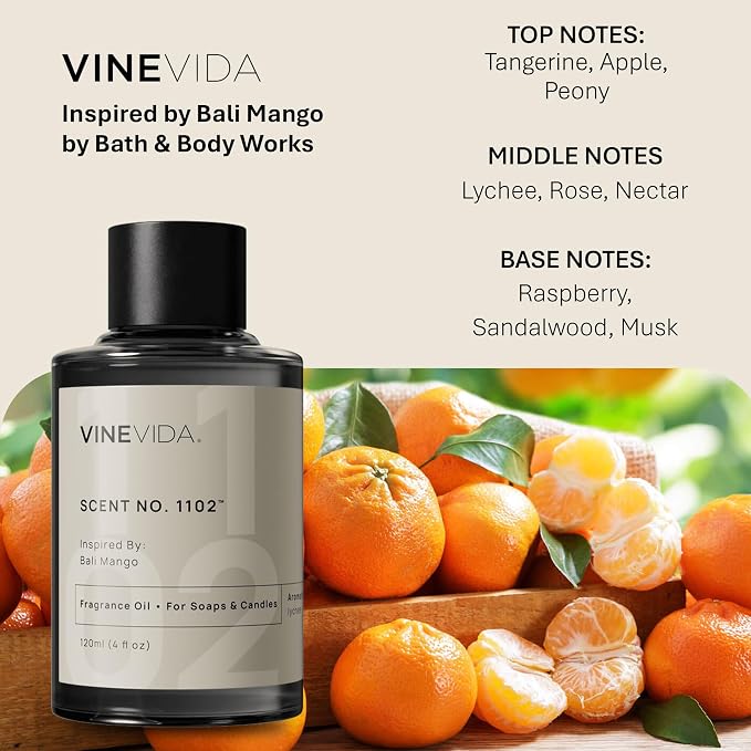 VINEVIDA [4oz] Scent NO. 1102 Bali Mango Fragrance Oil for Candle Making and Soap Making - Premium Candle Scents for Soy Candles
