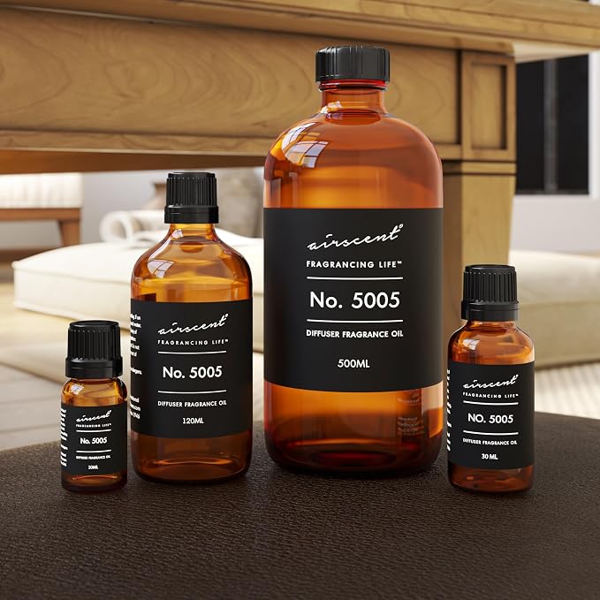 AirScent Diffuser Oil Inspired by TF's Oud Wood - No. 5005 Perfume Dupe - Fragrance Oil Blend for Ultrasonic and Waterless Diffusers and Crafting - 30 ml, 1 fl oz Glass Bottle with Dropper