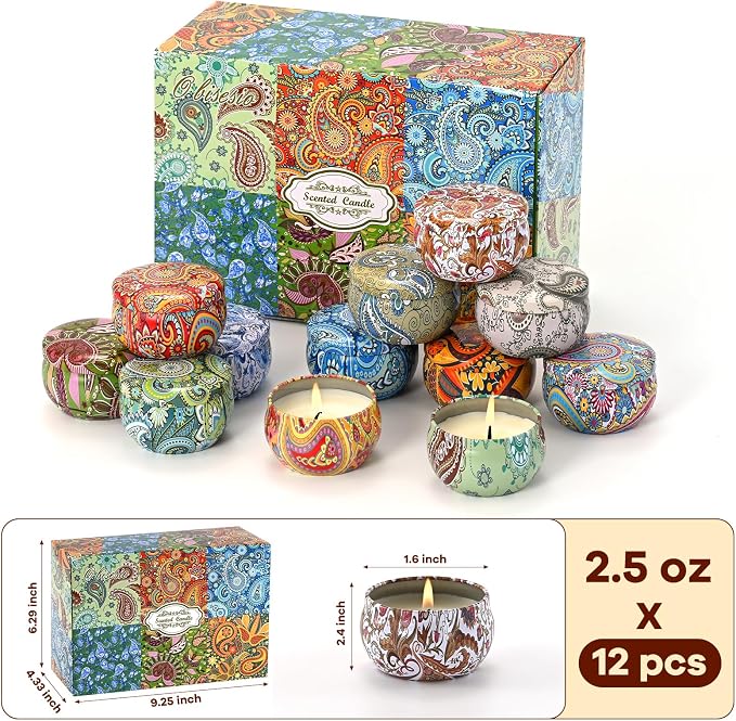 Scented Candles Gift Set,12 Pack Candles for Home Scented, 300 Hour Long-Lasting Soy Wax Aromatherapy Candle Set, Spring Home Refresh & Housewarming Gifts for Women