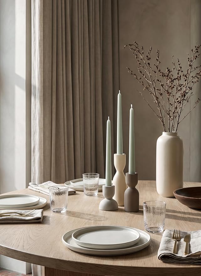 6PK 10" Classic Taper Candles, Light Sage Green, 7-8 Hours Long Burning, Unscented Tall Candlesticks