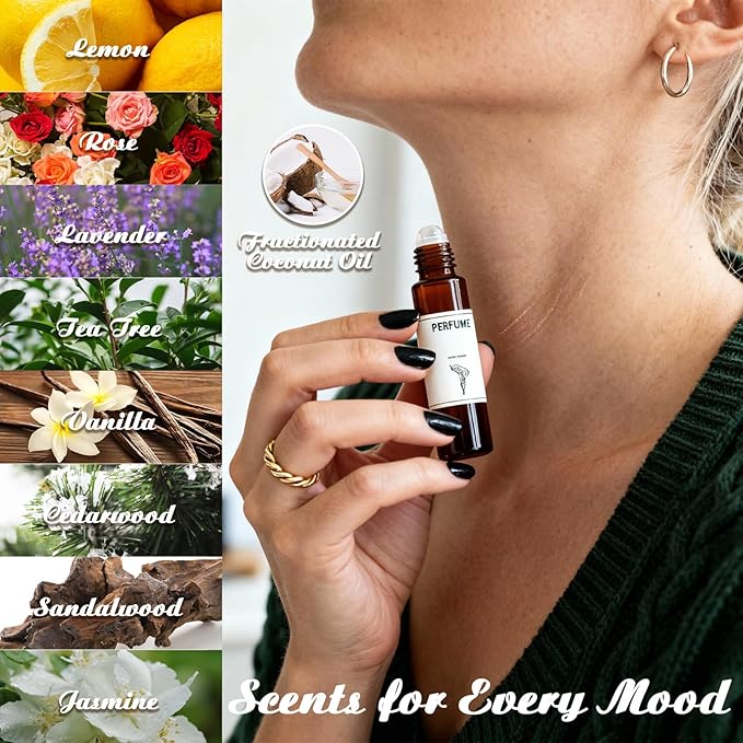 Thaluna Roll-On Perfume Making Kit, Diy Perfume Making Kit Make Your Own Fragrance Roller Kit with Essential Oils, Roll-On Bottles, Gift Set for Women and Girls