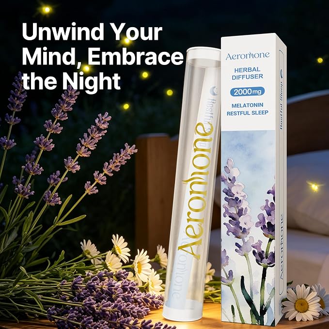 Melatonin & Chamomile Essential Oil Ambient Scent Diffuser - 2ml | Enjoy 2000mg pure botanical blend for mindful relaxation. Pocket-sized, passive natural fragrance for daily wellness & focus.