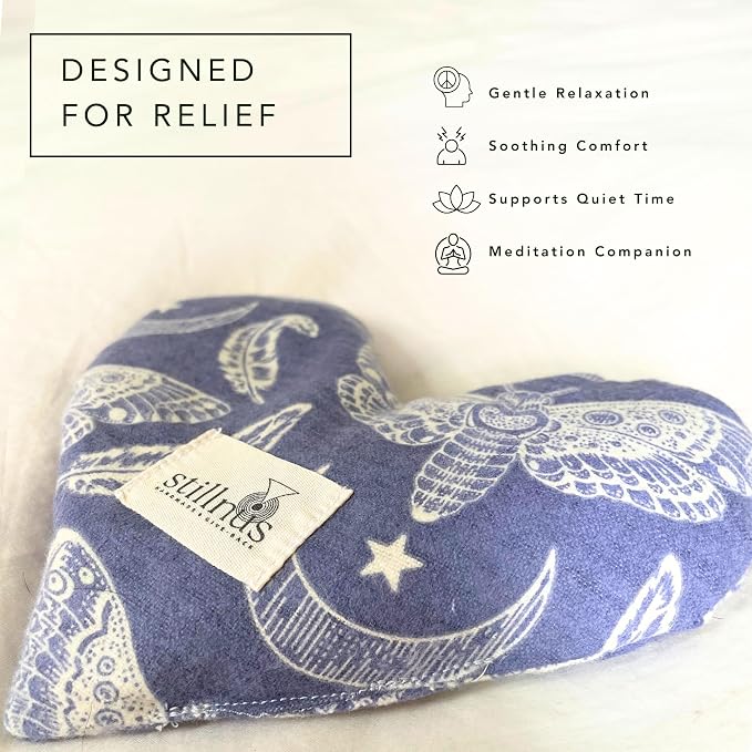Stillnus Weighted Heart Eye Pillow with Organic Lavender & Flaxseed – Relaxation Gift for Women, Meditation Tool, Mindful Rest, Cooling Eye Mask, Wellness Self-Care Kit