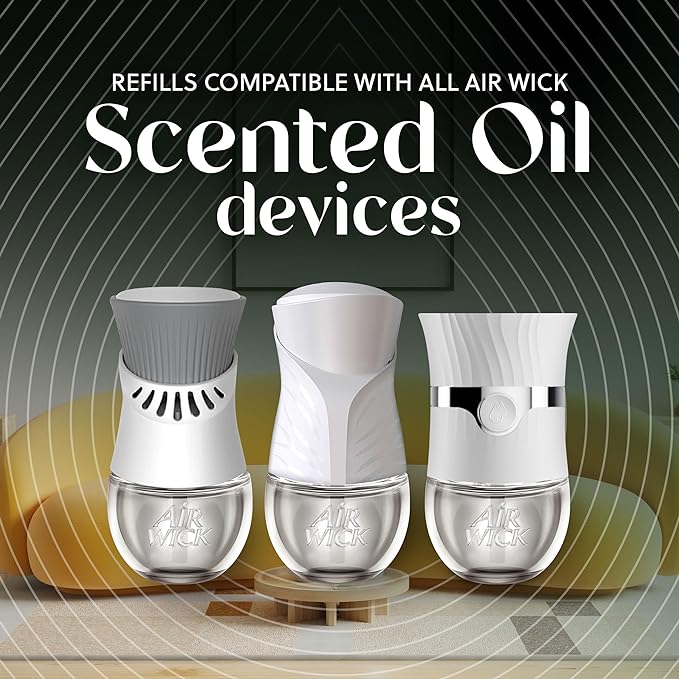 Air Wick Vibrant Plug-In Scented Oil Refills, 5 Count, Sweetgrass & Sandalwood, Air Freshener, Essential Oils