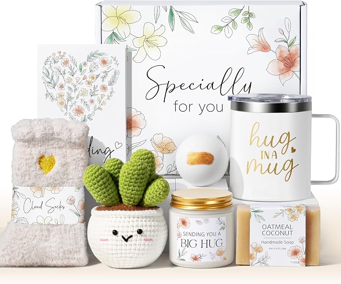 Self Care Get Well Soon Gifts Basket for Women, Birthday Gifts for Women Spa Care Package, Thinking of You Inspirational Sympathy Gift Basket, Unique Christmas Gift Set for Mom Her Grandma Sister Wife