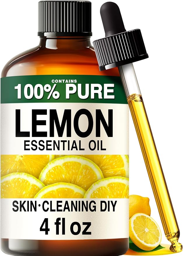 100% Pure Lemon Oil - 4 Fl Oz Lemon Essential Oil for Hair, Skin, Diffuser, Aromatherapy & DIY Soap Making Scent