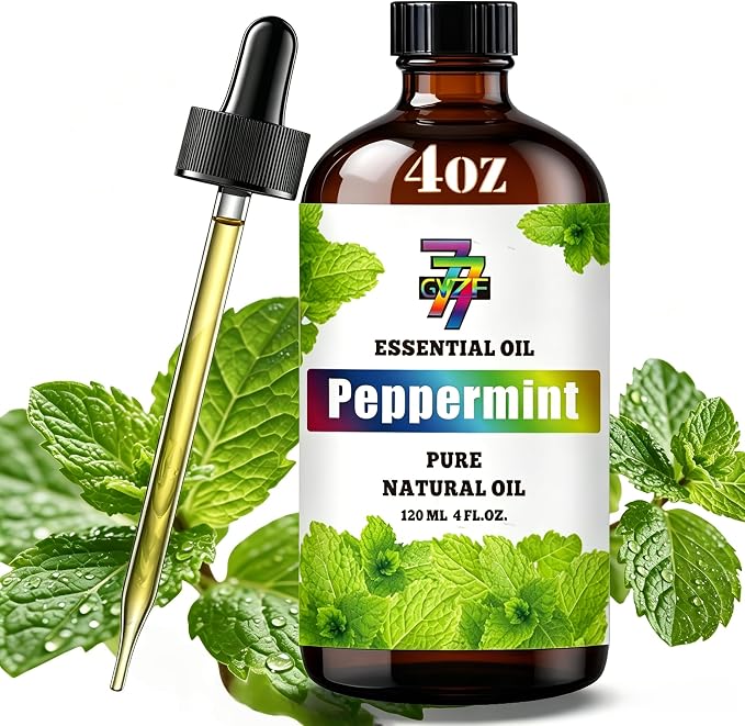 Peppermint Essential Oil 4fl oz for Diffuser DIY Candle Soap | Cleaning; Aroma; Pure; Steam Distilled; Natural; Humidifier Safe; Strong Scent; Multipurpose; Home Freshener; Gift