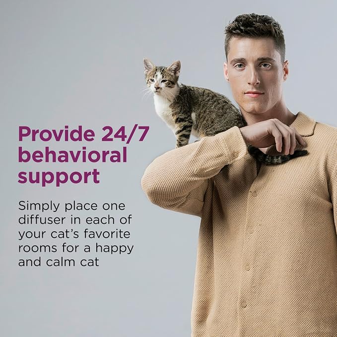 Comfort Zone 60-Day Starter Kit: 1 Cat Calming Diffuser & 2 Refills; Cat Pheromones Help Anxiety; Reduce Stress, Urine Marking, Scratching