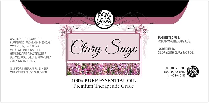 Oil of Youth Clary Sage Essential Oil 8oz - Pure Therapeutic Grade for Aromatherapy