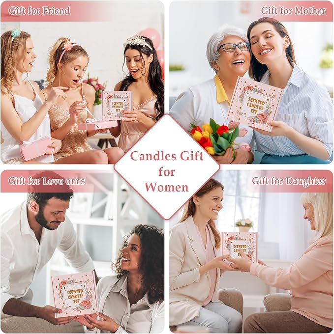 Rose Scented Candles for Women, Stress Relifef Aromatherapy Spa Candle Soy Wax Long Lasting Bath Relaxing Candles