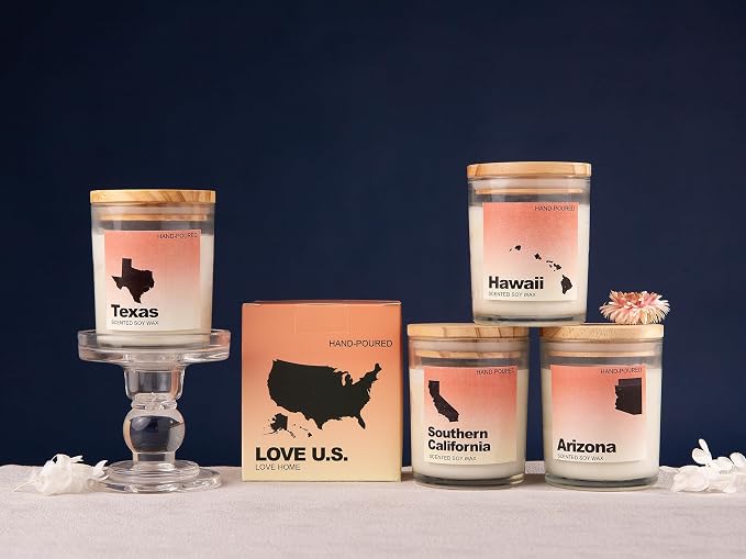 Texas Gifts, Texas Themed & Souvenirs Gifts, Home Sick Sandalwood Scented Candle, Natural Soy Wax & Natural Essential Oils