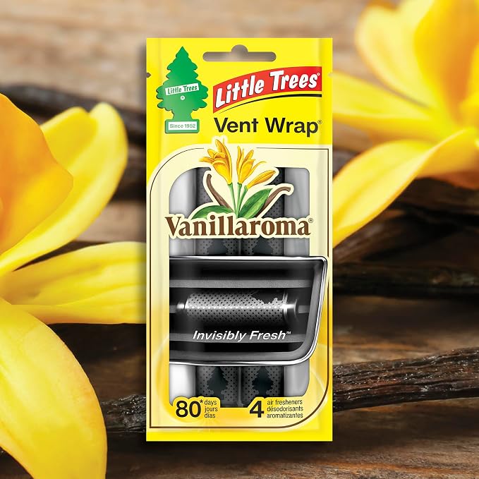 LITTLE TREES Car Air Freshener | Vent Wrap Provides Long Lasting Scent, Invisibly Fresh | 16 Air Fresheners | Vanillaroma