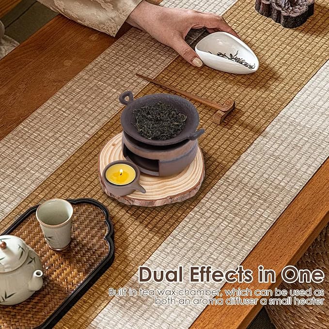Ceramic Aromatherapy Stove Essential Oil Burner, Aromatherapy Burner Diffuser for Herbs, Tea Light Candle Holders Teapot Warmer, Zen Incense Kit for Home Office