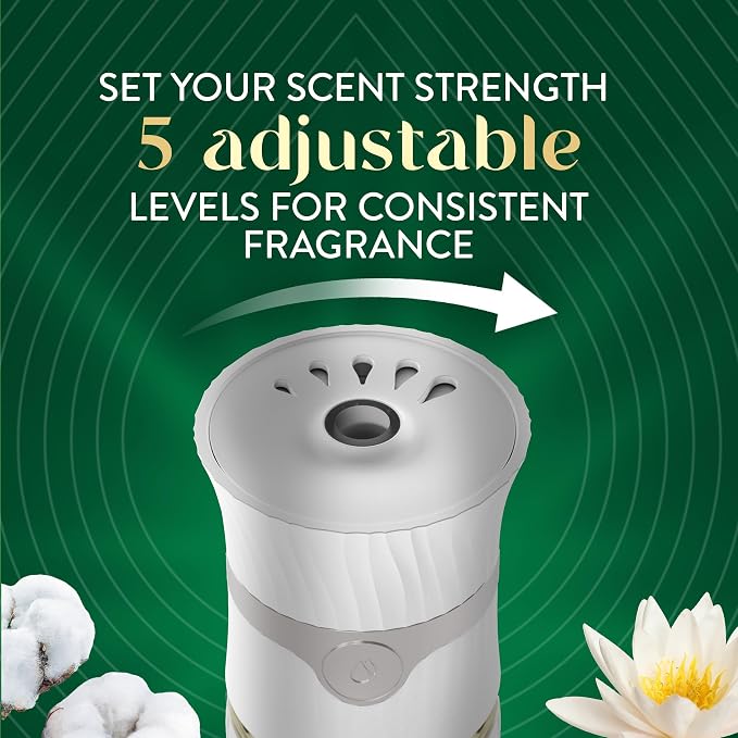 Air Wick Plug-In Scented Oil Refills, 4 Count, Cotton & White Lotus, Air Freshener, Essential Oils