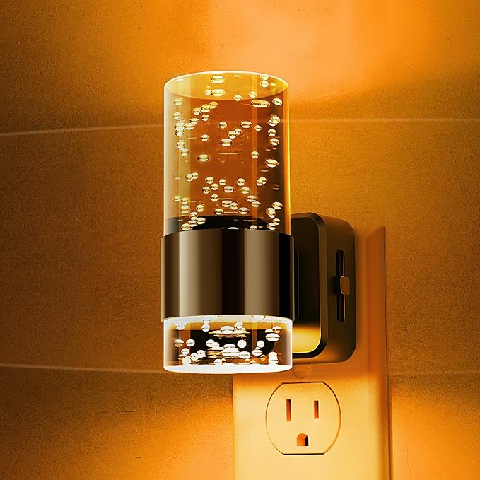 L LOHAS LED Night Light,Dimmable Night Lights Plug into Wall, Acrylic Nightlights with 0-100 LM Adjustable Brightness, Amber Plug in Night Light with Dusk to Dawn Sensor, for Bathroom Hallway
