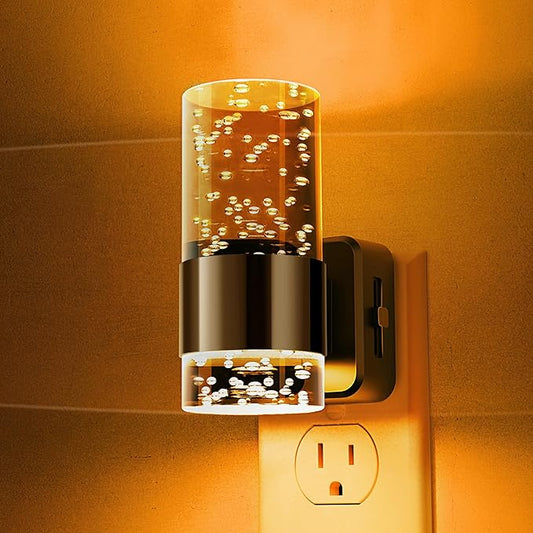 L LOHAS LED Night Light,Dimmable Night Lights Plug into Wall, Acrylic Nightlights with 0-100 LM Adjustable Brightness, Amber Plug in Night Light with Dusk to Dawn Sensor, for Bathroom Hallway