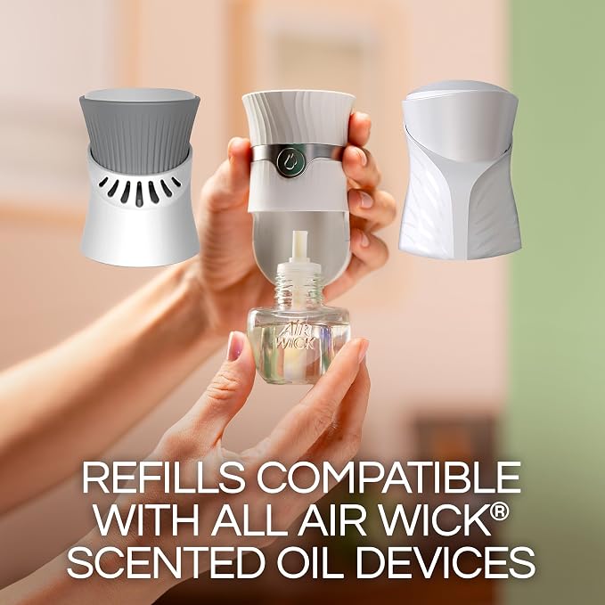 Air Wick Vibrant Plug In Scented Oil Warmer + Refills, Infused with Essential Oils, Plug In Air Fresheners for Home, Mixed Pack, Gadget + 3 ct (Pack of 2)