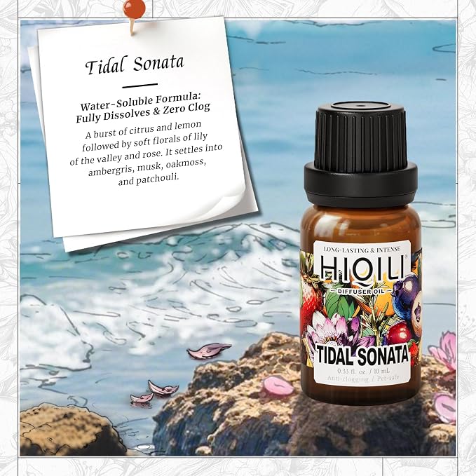 HIQILI Tidal Sonata Diffuser Oil for Humidifiers, Inspired by Gi. o Acqua di, Refill for Reed Diffusers, Mediterranean Vibe - 0.34 Fl Oz