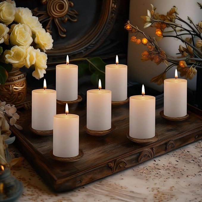 Housecret 50 Pack 2" D x 3" H White Unscented Pillar Votive Candles, Hand Poured Wax Candle (20 Hour Burn Time) Ideal Gifts for Weddings Birthdays Christmas Holidays Party