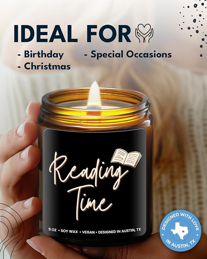 Book Lover Candle, Unique Book Lovers Club Presents, Thoughtful Gift Ideas for Bookworms and Librarians, Ideal Reading Gifts for Readers, for Birthday, Christmas, Special Occasions, Gift Ready