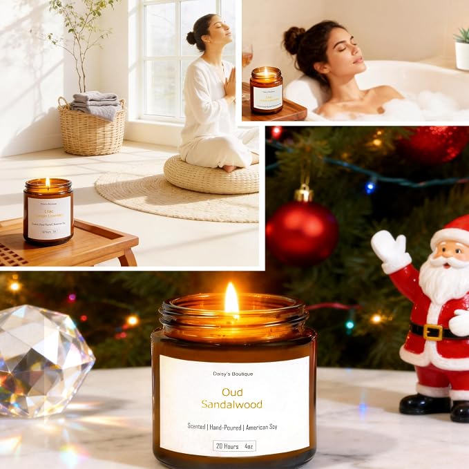Scented Candles for Home Aromatherapy Candle Gift Present Set Soy Wax Long Lasting Gift Birthday Mother's Day Thanksgiving 3 Pack ((Lime Basil + Lavender Lilac + Jasmine Sandalwood) Amer Glass Jar)