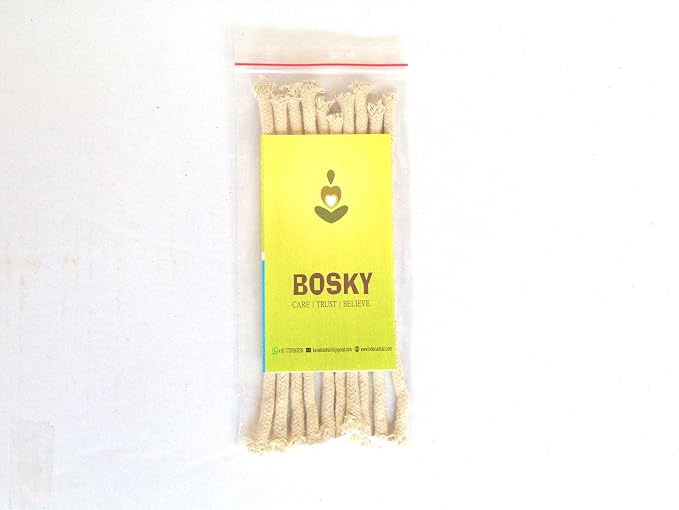 BOSKY 12 Pcs Cotton Kerosene Oil Lamp 6 inch Long Wicks Burner, Braided Cotton Replacement 1/4 inch Round Wick for Rock Candle Alcohol Oil Candle Lamp