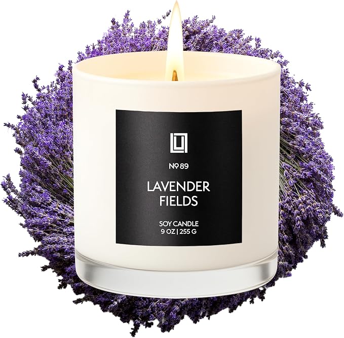 Lulu Candles | Lavender Fields | Luxury Scented Soy Jar Candle | Hand Poured in The USA | Highly Scented & Long Lasting- 9 Oz.