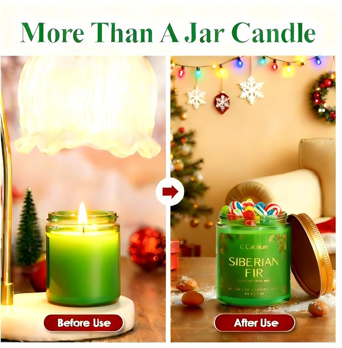 Siberian Fir Christmas Soy Candles for Home Decor, Non-Toxic Aromatherapy Scented Candles for Holiday Gifts, Cozy Cute Jar Candle, Winter Candle for Women Men