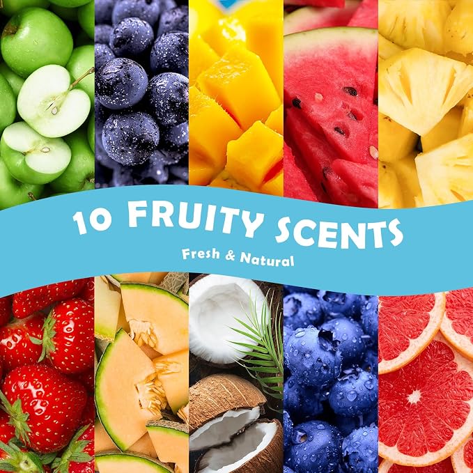 Fruit Fragrance Oil for Candle Soap Making, 10x30ml Holamay Essential Oils for Diffusers for Home, Coconut, Strawberry, Mango, Pineapple, Large Size Diffuser Oils Gift Set