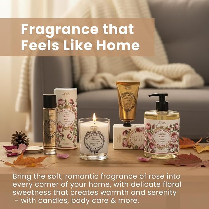 Panier des Sens Rose Candle - Hand-Poured in Provence, France - Long Lasting Scented Candles - up to 55 Hours Burn Time - Rose Scented Candle - 100% Natural Cotton Wick - 6.3 oz