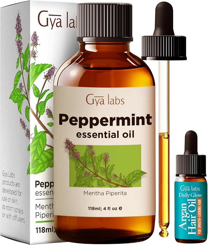 Gya Labs Peppermint Essential Oil for Hair – Huge 4 Fl Oz – Premium Grade Essential Oils for Diffuser, Aromatherapy, Hair Care, Skin Care, Body, Massage & DIY Candle Making Scents