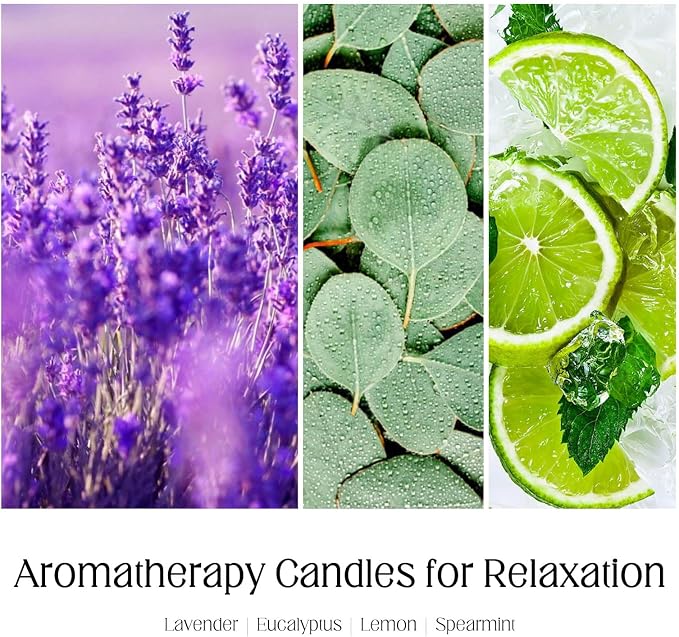 KOTKAS Lavender Eucalyptus Scented Candles - 8oz Natural Scented Soy Candles for Home Non Toxic Aromatherapy Lavender Candles Gifts for Women Bath Relaxing Calming Soothing Relaxation Stress Relief