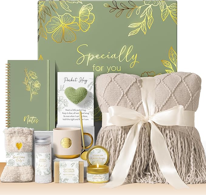 Self Care Gifts for Women Get Well Soon Gift Baskets, Birthday Gifts for Women Spa Basket Care Package, Sympathy Inspirational Thinking of You Unique Gift Set for Mom Her Wife Girlfriend Sister Friend