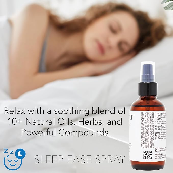 PURA D'OR 3.38 Oz Sleep Ease Spray – Relaxing Mist with Botanical Extracts – Infused with Melatonin, Magnesium & GABA – Supports Tranquility & Relaxation