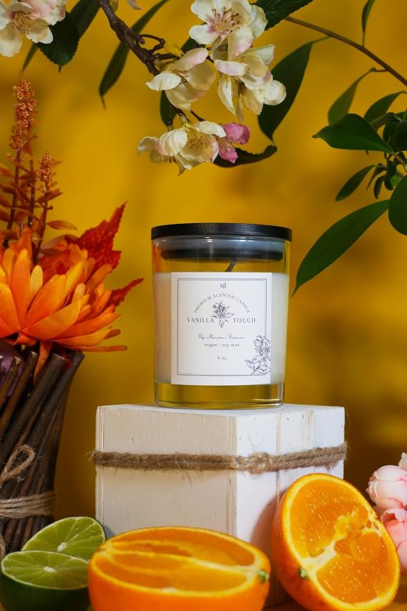 Vanilla Scented Candle | Soy Wax 8 oz Jar | Highly Scented Candles for Home | Long Lasting Aromatherapy | Decorative Gift for Women | Minimalist Room Decor