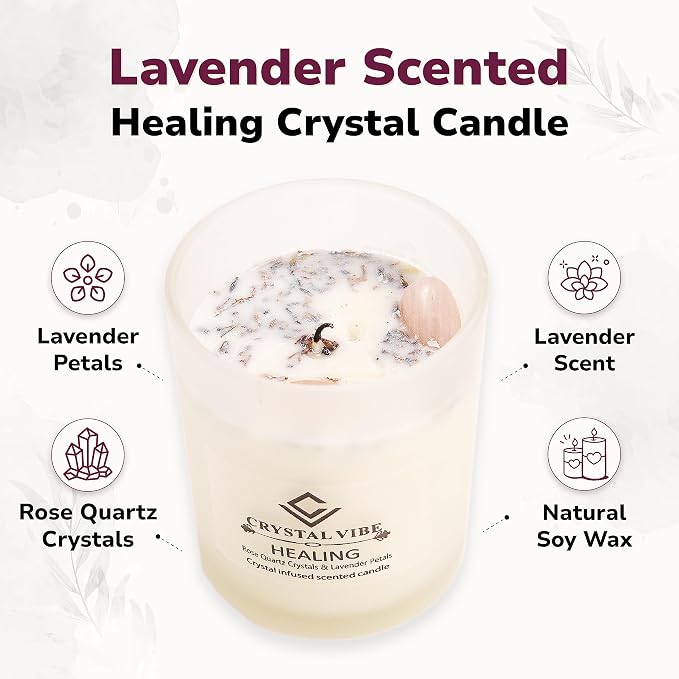 Crystal Vibes Scented Candle for Aromatherapy & Meditation | Long-Lasting Fragrance | Relaxing Home Décor | Stress Relief & Calm Ambience