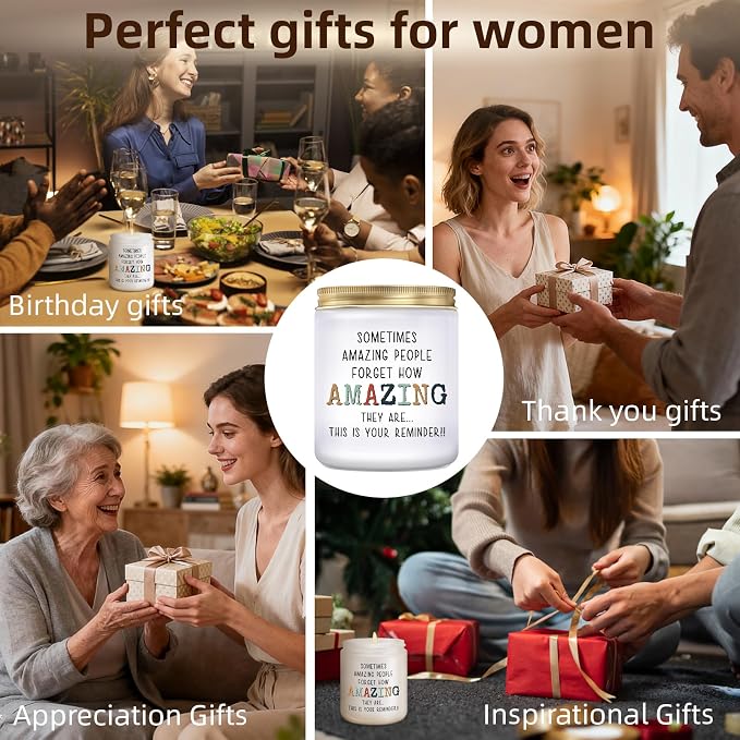 KLL Gifts for Women - You're Amazing Candle - Mothers Day Gifts, Christmas Gift for Women, Birthday, Thank You Inspirational Appreciation Gift for Woman Mom Coworker Sister Wife - Lavender Scented