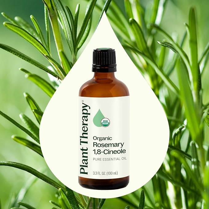 Plant Therapy Organic Rosemary Essential Oil 100 mL (3.3 oz), 100% Pure, USDA Certified Organic, Undiluted, Natural Aromatherapy, for Healthy Hair