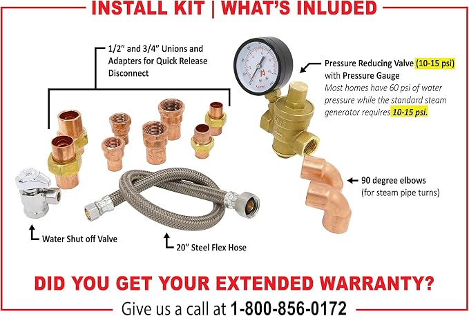 6kW Steam Sauna Generator Premium Bundle 240V Steam Generator with Touch Pad Control, Steamheads, Pressure Relief Valve, Built-in Auto Drain and Plumber Quick Install Kit PRT600BN-A