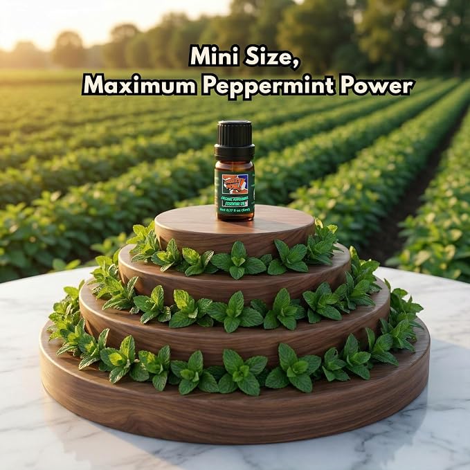 Organic Peppermint Essential Oil – USDA Certified, 100% Pure Mentha Piperita, Food-Grade Flavoring Oil for Cooking, 0.17 fl oz (5 ml) Dropper-Cap Bottle, Steam-Distilled (Pack of 1)