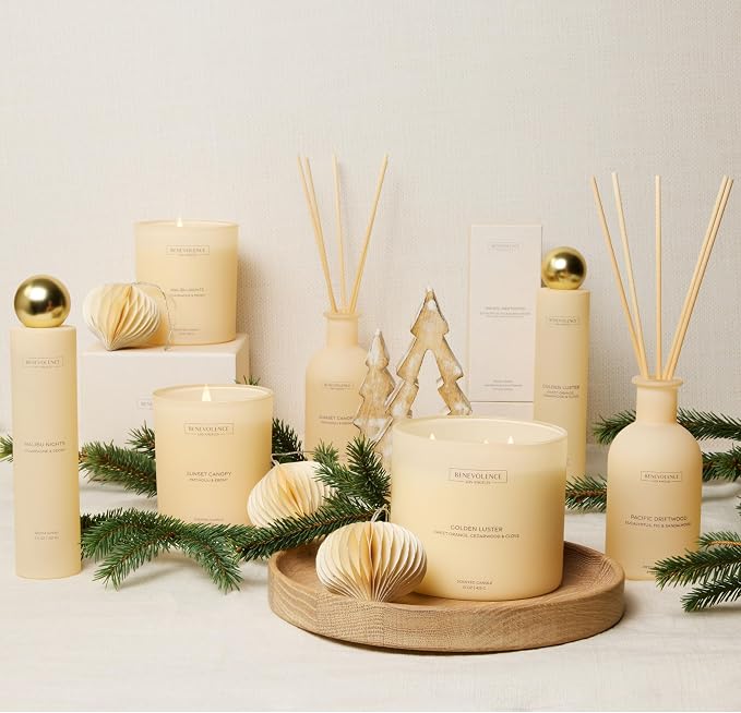 Benevolence LA Reed Diffuser - Orange, Cedarwood & Clove | Home Fragrance Diffuser for Home & Bathroom | Long-Lasting Scent Sticks - Malibu Sands Collection
